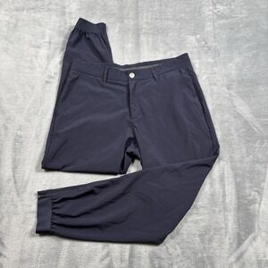 PRIMO Pants Mens 32 Short Blue Golf Jogger Stretch Zip Ankle Cuff Tapered Leg